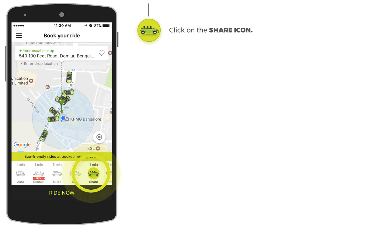 Ola Share Promo Code : Flat 50% OFF Get Ride Rs 3/km
